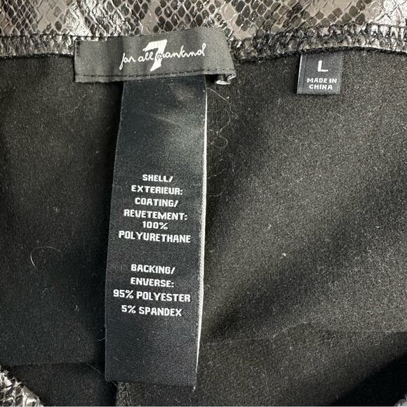 7 For All Mankind Faux Leather Leggings  Snakeskin High Rise Womens Size L - Picture 8 of 10